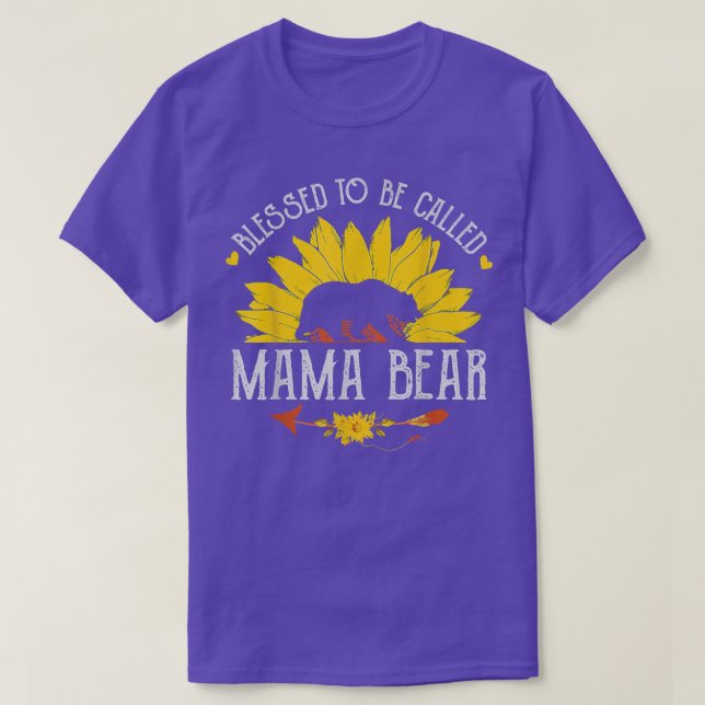 Blessed To Be Called Mama A Bear And Sunflower  T-Shirt (Design Front)