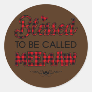Blessed To Be Called Meemaw Red Plaid Mother Day  Classic Round Sticker