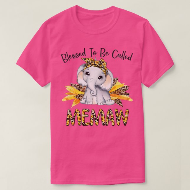 Blessed To Be Called Memaw Sunflower Elephant Moth T-Shirt (Design Front)