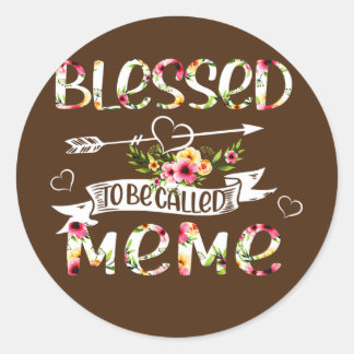 Blessed to be called Meme Floral Funny Grandma Classic Round Sticker