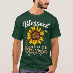 Blessed To Be Called Meme Funny Leopard Sunflower  T-Shirt