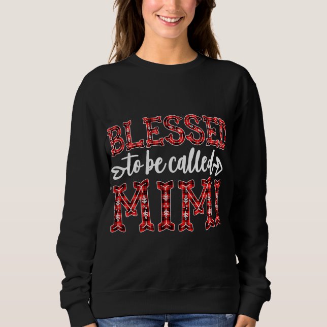 Blessed To Be Called Mimi Red Plaid Christmas Deco Sweatshirt (Front)
