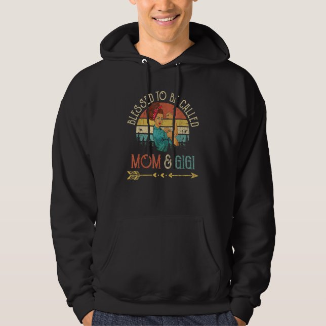 Blessed To Be Called Mom & Gigi Women Rosie Retro  Hoodie (Front)