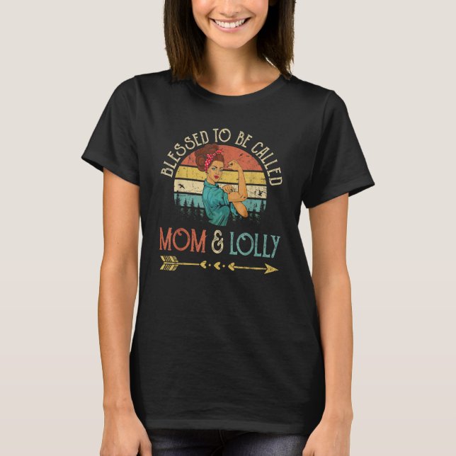 Blessed To Be Called Mom & Lolly Women Rosie Retro T-Shirt (Front)