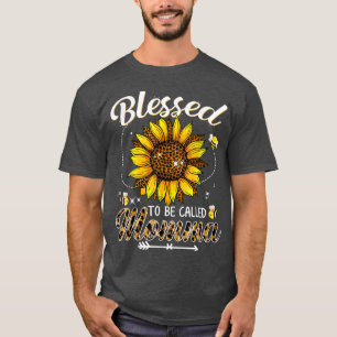 Blessed To Be Called Momma Funny Leopard Sunflower T-Shirt