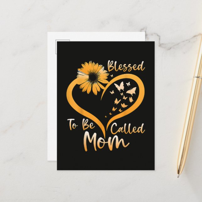 Blessed To Be Called Mum Announcement Postcard (Front/Back In Situ)