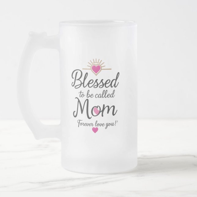 Blessed to Be Called Mum – Frosted Glass Mug 16 oz (Left)