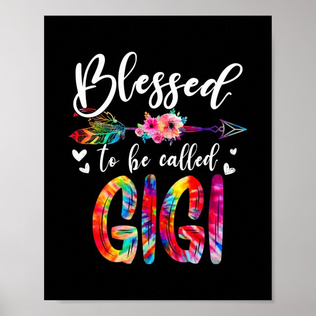 Blessed To Be Called Mum Gigi Floral Tie Dye Poster (Front)