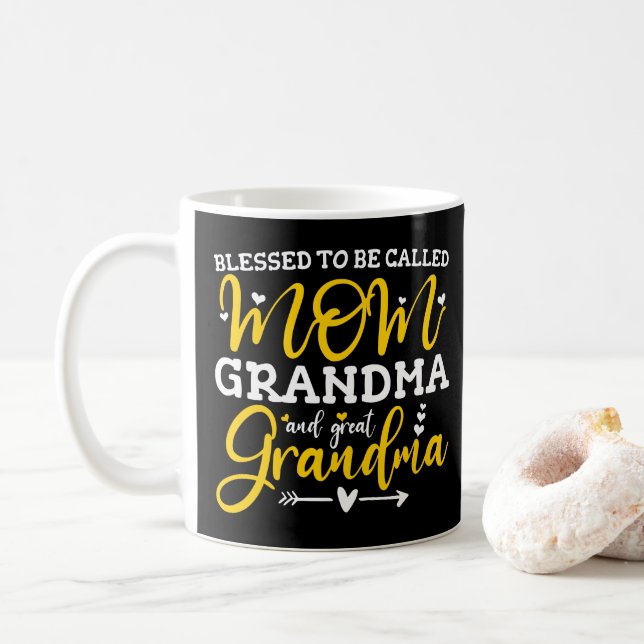Blessed To Be Called Mum Grandma And Great Grandma Coffee Mug (With Donut)