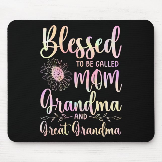 Blessed To Be Called Mum Grandma And Great Grandma Mouse Mat (Front)