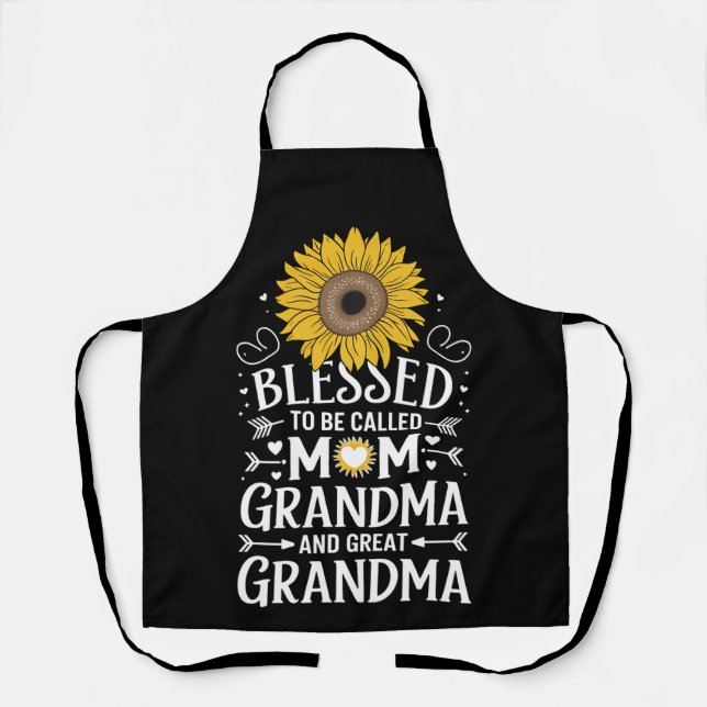 Blessed To Be Called Mum Grandma Great Sunflower Apron (Front)