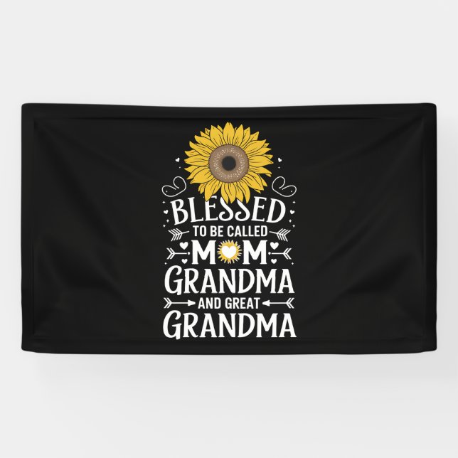 Blessed To Be Called Mum Grandma Great Sunflower Banner (Horizontal)