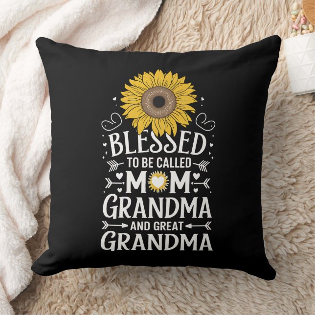 Blessed To Be Called Mum Grandma Great Sunflower Cushion (Blanket)