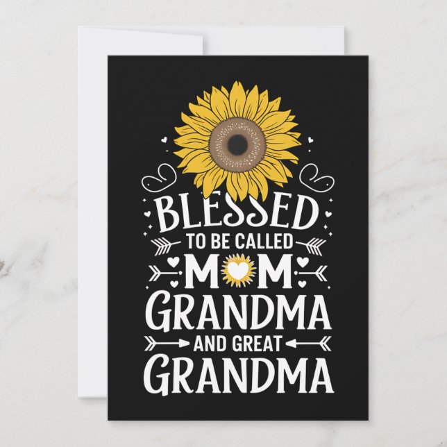 Blessed To Be Called Mum Grandma Great Sunflower Invitation (Front)