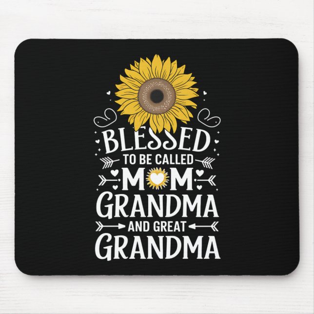 Blessed To Be Called Mum Grandma Great Sunflower Mouse Mat (Front)