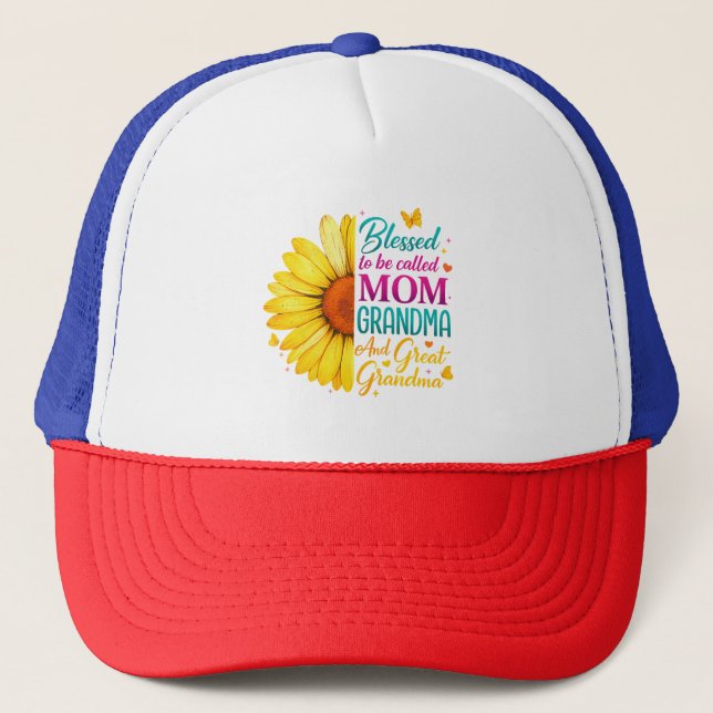 Blessed To Be Called Mum Grandma Great Trucker Hat (Front)