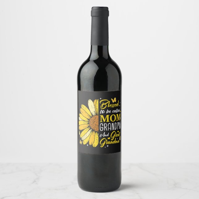 Blessed to Be Called Mum Grandma Wine Label (Front)