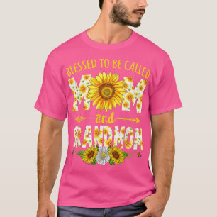 Blessed To Be Called Mum & Grandmom Sunflower Moth T-Shirt