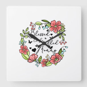 Blessed To Be Called Mummy Sunflower Mummy Mothers Square Wall Clock
