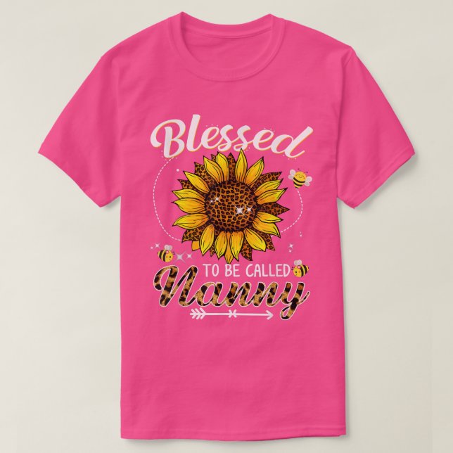 Blessed To Be Called Nanny Funny Leopard Sunflower T-Shirt (Design Front)