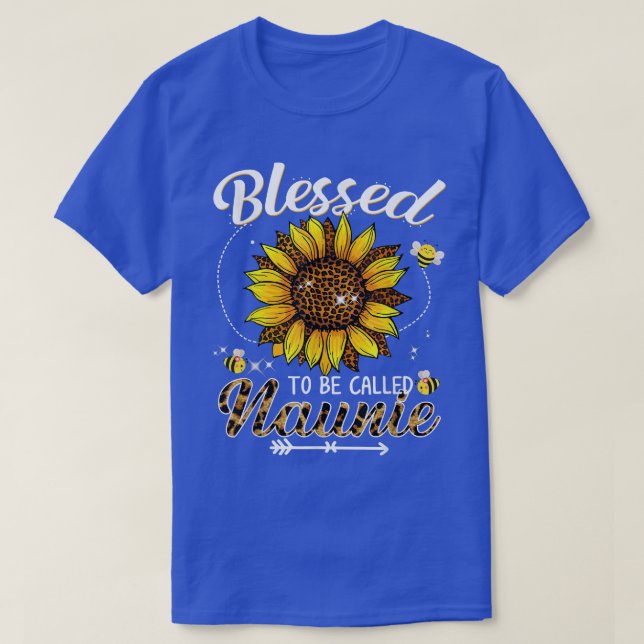 Blessed To Be Called Naunie Funny Leopard Sunflowe T-Shirt (Design Front)
