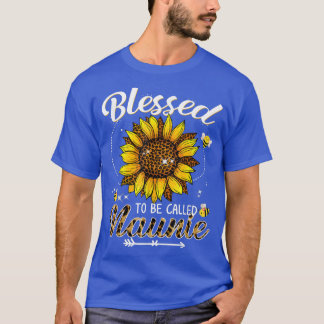 Blessed To Be Called Naunie Funny Leopard Sunflowe T-Shirt