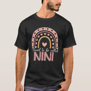 Blessed To Be Called Nini Leopard Rainbow Cute Mom T-Shirt