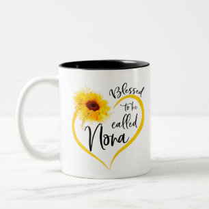 Blessed To Be Called nona Sunflower Gifts Two-Tone Coffee Mug