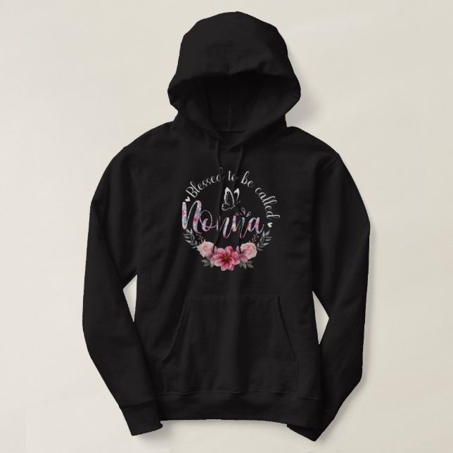 Blessed To Be Called Nonna Women Floral Decor Gran Hoodie (Design Front)