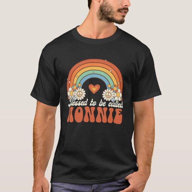 Blessed To Be Called Nonnie Groovy Rainbow Mothers T-Shirt (Front)