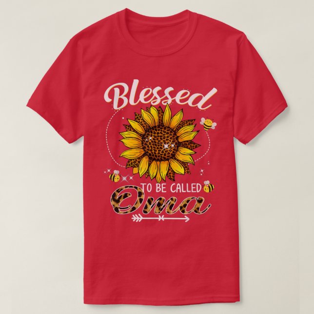 Blessed To Be Called Oma Funny Leopard Sunflower A T-Shirt (Design Front)