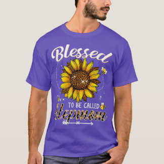 Blessed To Be Called Stepmom Funny Leopard Sunflow T-Shirt