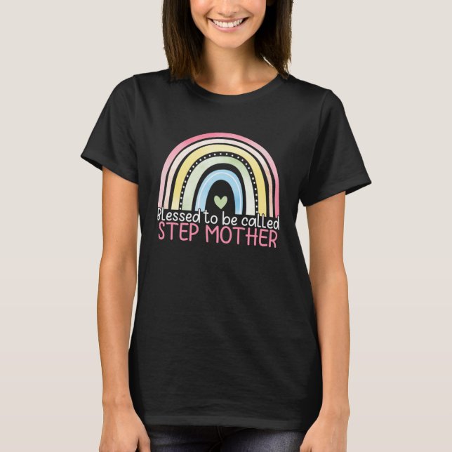 Blessed To Be Called Stepmother Rainbow Happy Moth T-Shirt (Front)