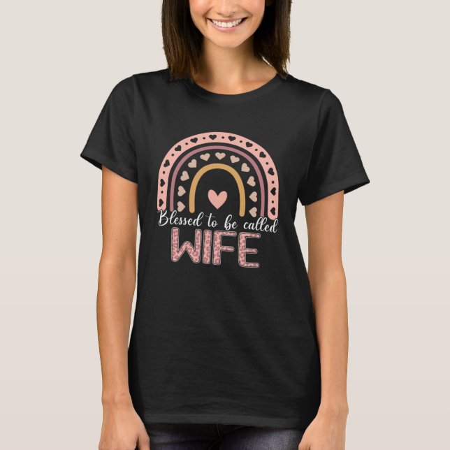 Blessed To Be Called Wife Leopard Rainbow Cute Mom T-Shirt (Front)