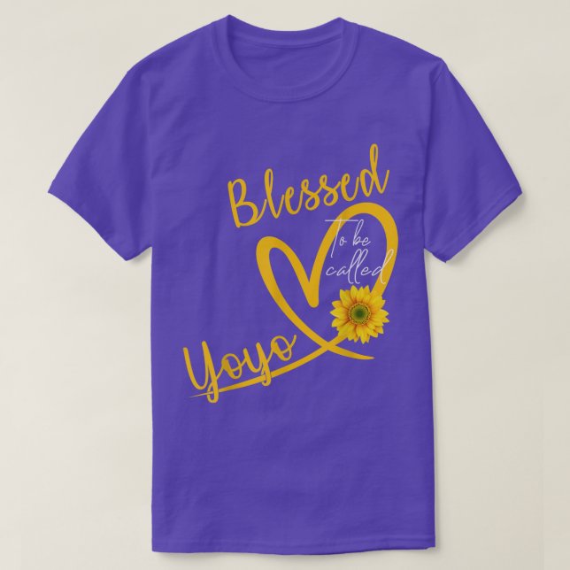 Blessed To Be Called Yoyo Heart Sunflower Mothers  T-Shirt (Design Front)
