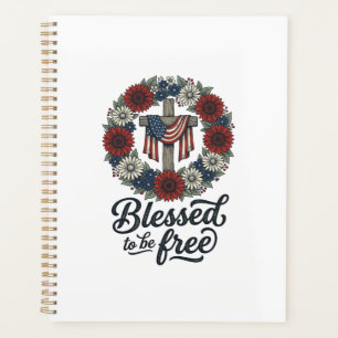 Blessed To Be Free Patriotic Floral Cross Shirt_1 Planner