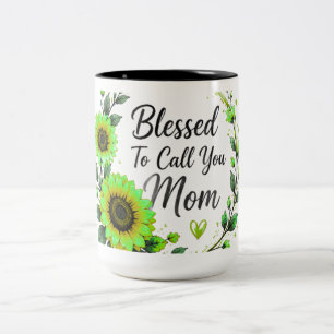 Blessed To Call You Mum Sunflower Two-Tone Coffee Mug