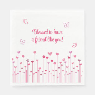 Blessed to Have a Friend Like You Pink Valentine Napkin