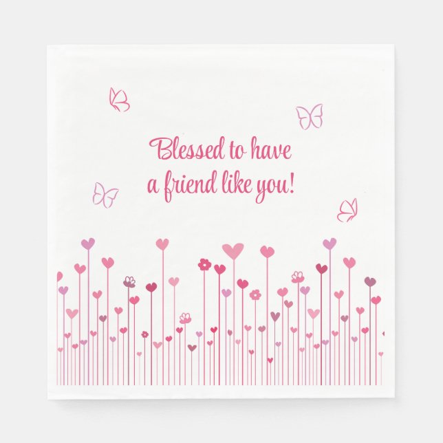 Blessed to Have a Friend Like You Pink Valentine Napkin (Front)