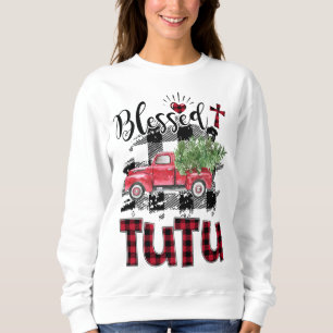 Blessed Tutu Red-plaid Christmas Sweatshirt