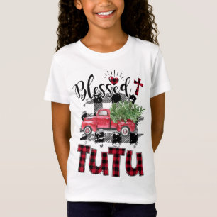 Blessed Tutu Red-plaid Christmas T-Shirt