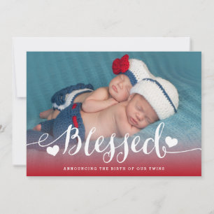 Blessed Twins   Red Valentine Birth Announcement