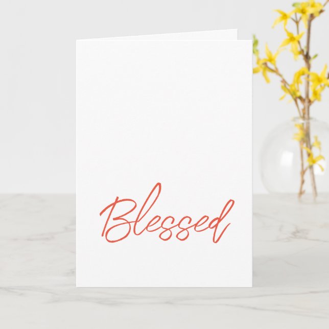BLESSED Typography Faith Orange Thankful Grateful Card (Yellow Flower)