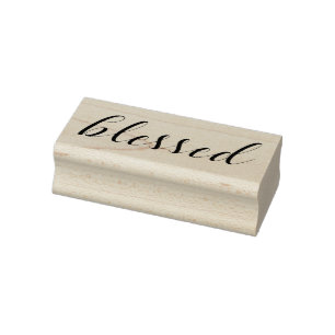 Blessed - Typography Scripte Faith Grateful Quote Rubber Stamp