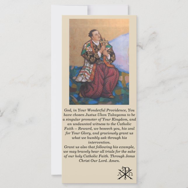 Blessed Ukon Takayama Canonisation Prayer Card (Front)