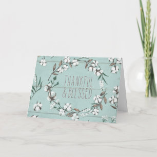 Blessed VI Mint   Thankful & Blessed Thank You Card