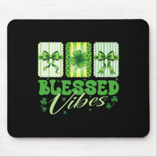 Blessed Vibes St Patricks Day Cute Shamrock For Wo Mouse Mat