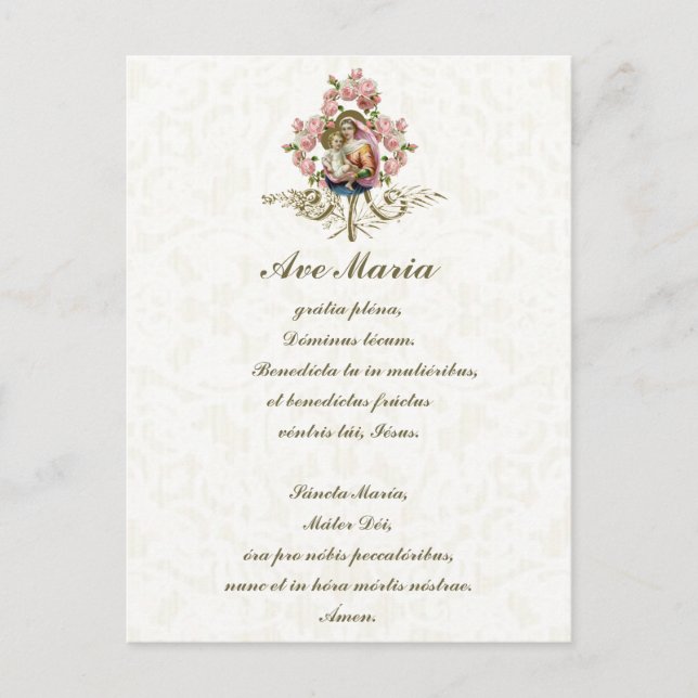 Blessed Virgin Hail Mary Jesus Latin Vintage Postcard (Front)