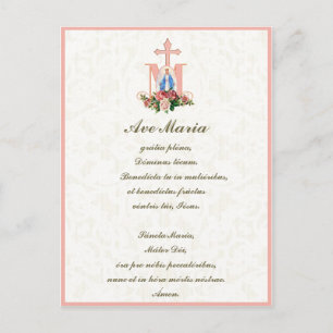 Blessed Virgin Hail Mary Jesus Latin Vintage Postcard