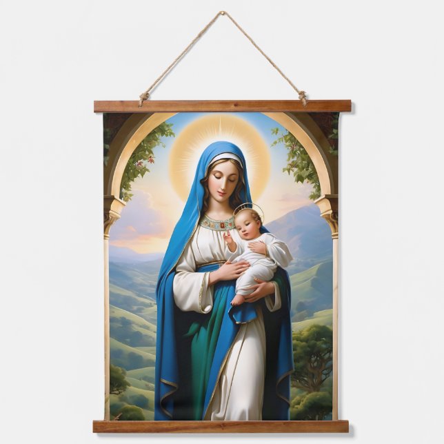 Blessed Virgin Mary and Baby Jesus Hanging Tapestry (Front)